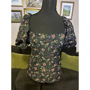 Hill House Home Matilda Top in Berry Floral Taffeta Medium